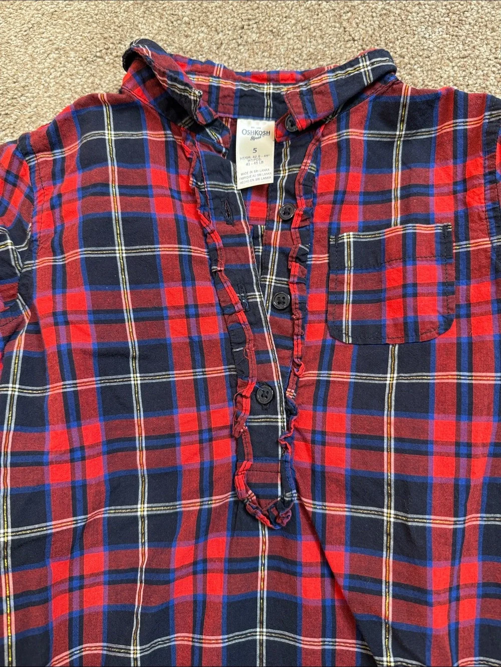 OshKosh B'gosh Red & Navy Plaid Button-Front Tunic